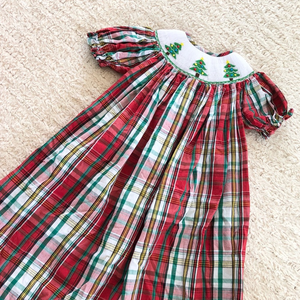 Jack & Jill Smocked Plaid Bishop Dress